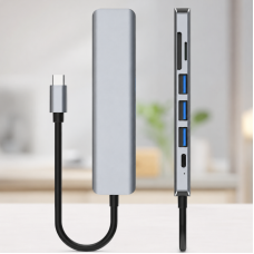 USB-хаб 7в1 Type-C HDMI 4K 3×USB 3.0 SD TF Power Delivery USB-хаб 7в1 Type-C HDMI 4K 3×USB 3.0 SD TF Power Delivery