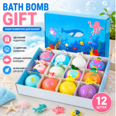 Набір із 12 органічних бомбочок для ванни із сюрпризом BATH BOMB GIFT